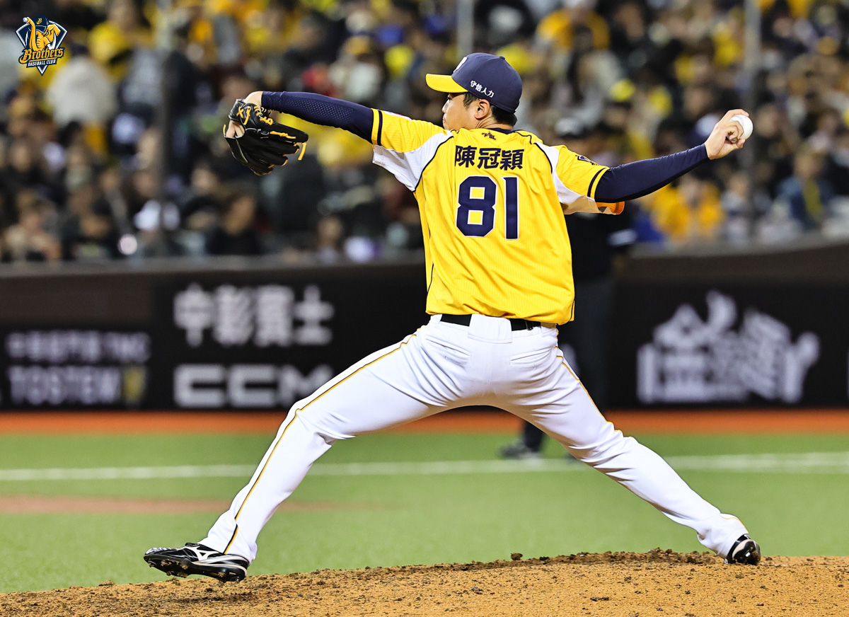 中信兄弟投手陳冠穎2024年選秀上榜，隔年3月29日就迎來一軍初登板。圖片來源／中信兄弟粉專