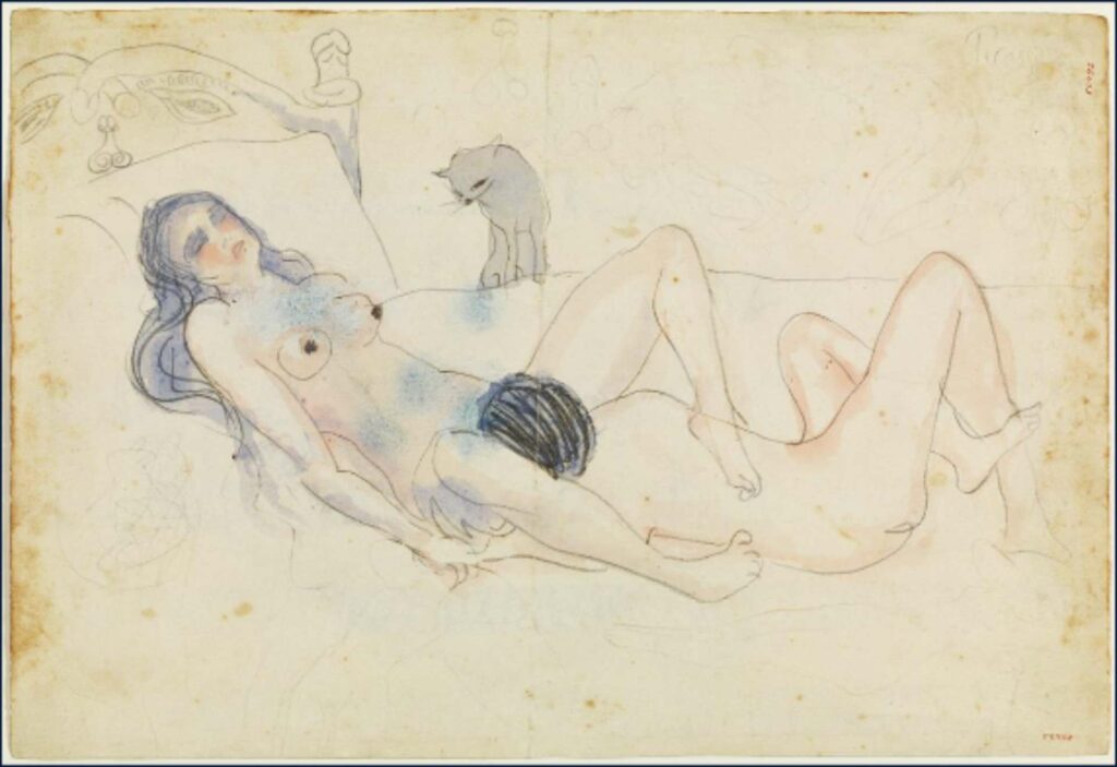 
《兩個人與一隻貓》（Deux nus et un chat，1903）（取材自wikiart）