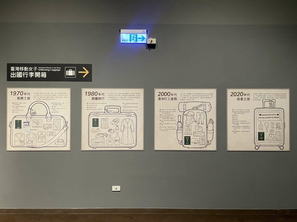 |《轉機》出口處規劃圖文,開箱1970(商務之旅)、1980(跟團旅行)、2000(澳洲打工度假)、2020(追星之旅)年代臺灣女子的出國行李箱。