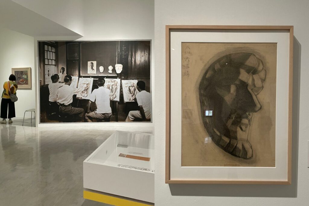 ｜陳植棋和臺灣前輩藝術家倪蔣懷、洪瑞麟等人，曾一同向石川欽一郎習畫（左）；洪瑞麟所繪的大理石像習作（右）。